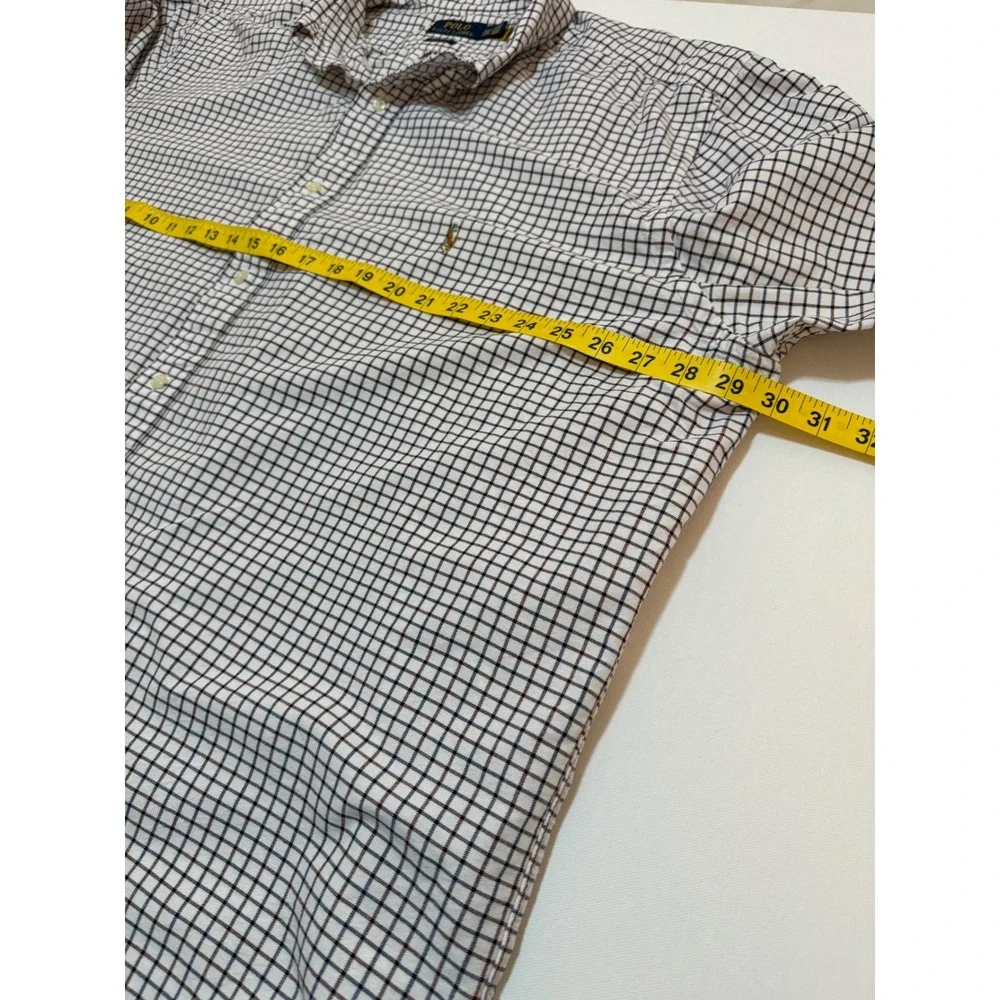 Polo Ralph Lauren Mens 2XLT Classic Fit Plaid Button Down Shirt Tall White Blue